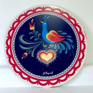 Vintage 🪶 J. Claypoole Folk Art Round 15.5" Bird Wall Hanging Colorful Sign